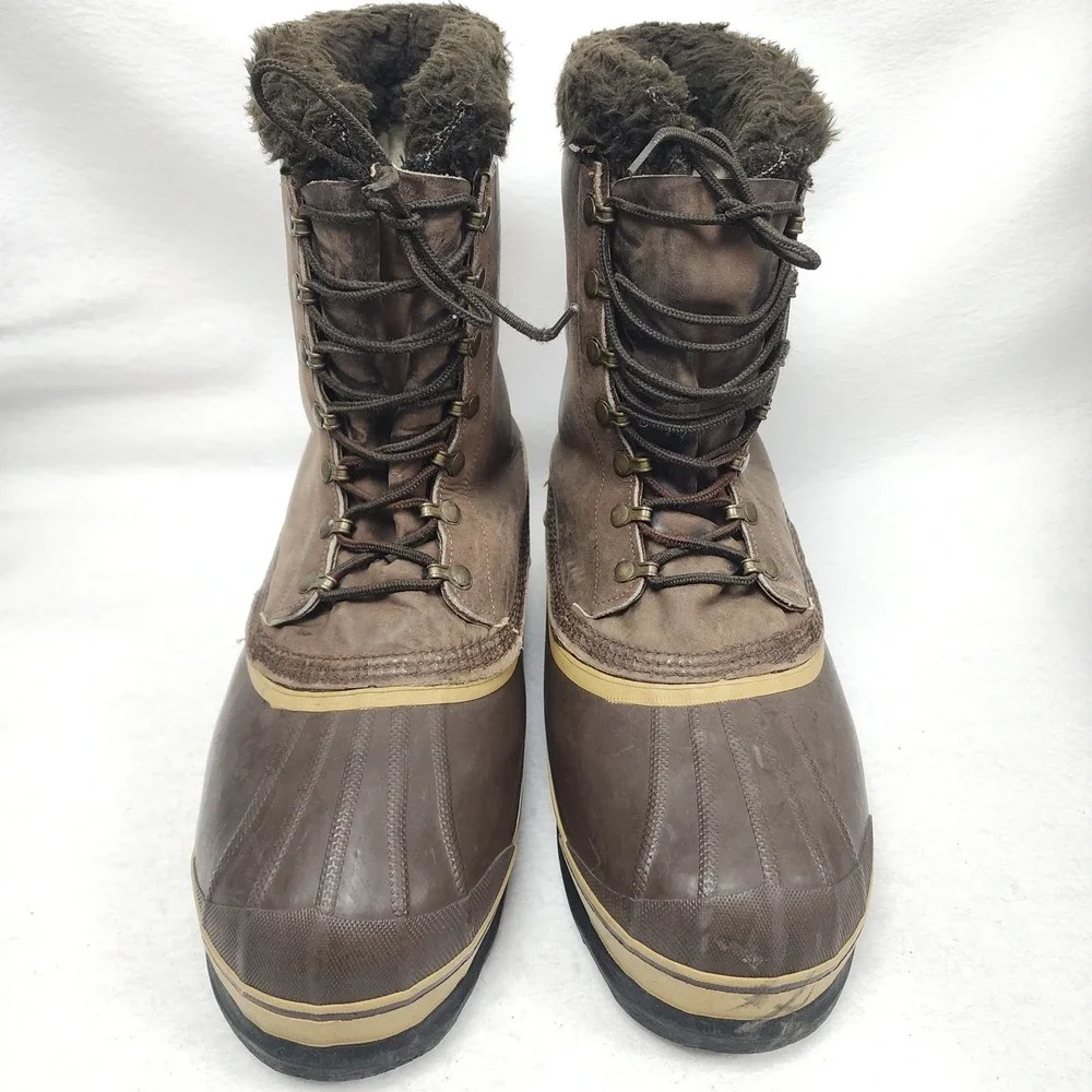 Vintage Sorel Kaufman Dominator Mens Size 11 Winter Snow Boots Brown Leather